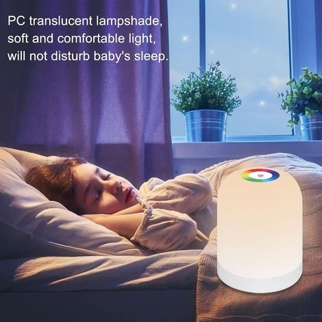 Lampe de chevet tactile dimmable,veilleuse enfants bébé dimmable,lampe de table LED portable avec module de couleur RVB,rechargeable par USB