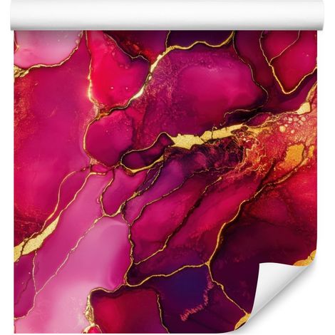 Papel pintado Ink en tonos morado, rosa y burdeos para salón y dormitorio, 50x1000 cm. (1/5)