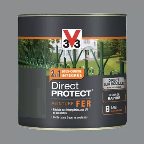 V33 Peinture Direct Protect Fer Gris galet 0,25 L (1/2)