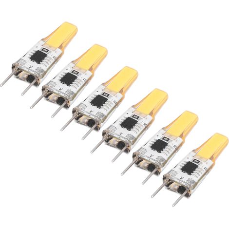 Lot de 6 ampoules LED G8 3W COB dimmables, éclairage à 360°, économie d'énergie, durée de vie de 50 000 heures, pour plafonniers et appliques murales, 100-130 V, blanc chaud (1/5)