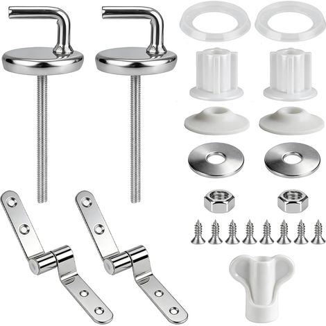 2 Pièces Attaches Charnière Abattant WC, Charnières de Siège de Toilette en Acier Inoxydable avec Vis Kit Fixations Remplacement pour Convient à la Plupart des Toilettes (1/5)
