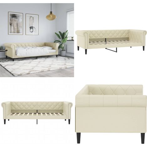 Lit de jour sans matelas crème 90x200 cm similicuir - Canapé-lit - Canapé (1/5)