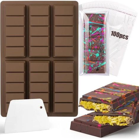 Moule Tablettes Chocolat - 6 Cavités - Silicone Alimentaire Sans BPA - Pour Pralinés Kunafa Pistache - 1 Pièce (1/5)