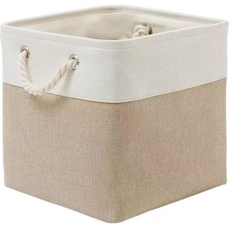 28 x 28 cm großer, faltbarer Aufbewahrungswürfel aus Stoff mit Kordeln, faltbare Aufbewahrungswürfel für Zuhause, Büro, Kleiderschrank, Kleidung, Spielzeug, Khaki (1/5)