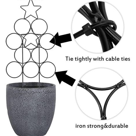 Support en métal pour plantes grimpantes, treillis en fer forgé, support pour bonsaï, support pour plantes grimpantes d'intérieur et d'extérieur, rosiers, vignes, légumes en pot (1/4)