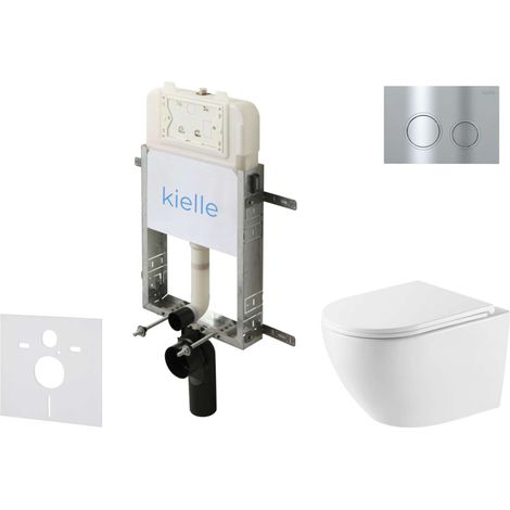 kielle Genesis New - Set Vorwandinstallation, WC Oudee, Vortex Rimless+, Softclose-Sitz und Betätigungsplatte Gemini New II, Hochglanzchrom 30528SZ59 (1/5)