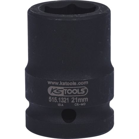 Douille à chocs 6 pans 3/4', 21 mm sur carte - KSTOOLS - 515.1321-E