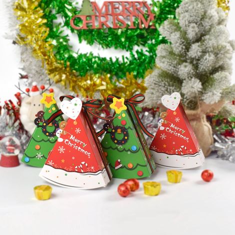 Boîte À Bonbons De Noël - Forme D'arbre - En Carton - Pour Fêtes Et Cadeaux - 6 Pièces (1/5)