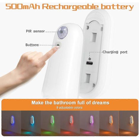 Projecteur de lumière pour toilettes (1 pièce) - Lumière d'ambiance 7 couleurs - Veilleuse à capteur - Idée cadeau pour la chambre (1/5)