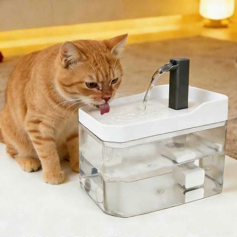Fuente de agua automática para mascotas de 1,5 litros (50,72 oz), gran capacidad, alimentación USB, funcionamiento silencioso, circulación automática de agua para gatos y perros. (1/5)