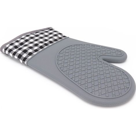 Gants en coton doublés de silicone, tissu à carreaux nordiques, gants pour four à micro-ondes, gants de cuisine pour la pâtisserie. (1/5)