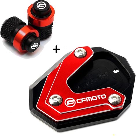 (Ensemble rouge) Compatible avec les motos CFMOTO 650MT, 800MT, 650TR-G et 650 TR-G TRG : bouchons de valve de pneu CNC, béquille latérale et extension de béquille pour 650 MT et 800 MT maxpower. (1/4)