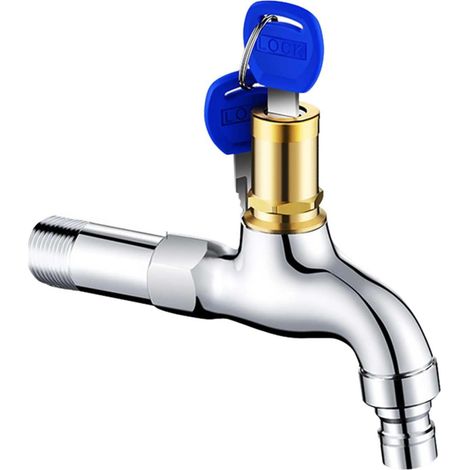 Rubinetto domestico con blocco ad apertura rapida, beccuccio a muro, lavello da esterno, acciaio inox, rame, resistente e di uso comune (argento, taglia unica)