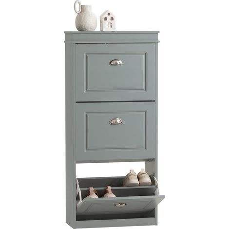 Zapatero con 3 Puertas Abatibles Zapatero Estrecho Organizador para Zapatos Gris 53 x 24 x 117 cm FSR94-HG SoBuy ES
