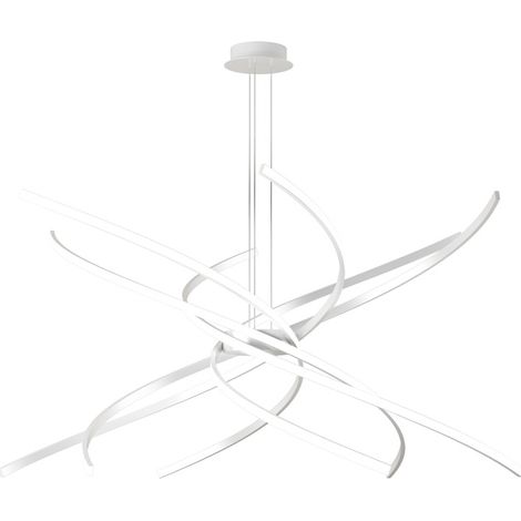 Sospensione Moderna Tornado Alluminio Bianco Led 88W D.100Cm Luce Calda (1/4)