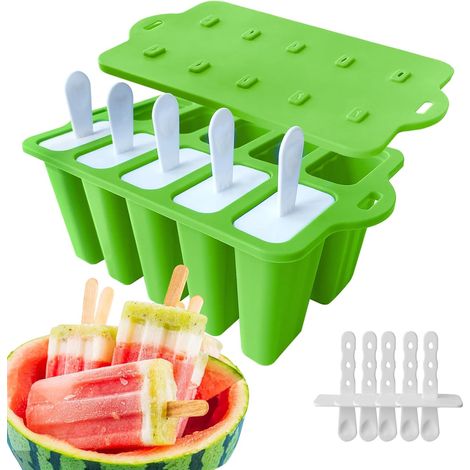 1 x Moule à glace, 10 cavités, silicone alimentaire sans BPA, poignées ergonomiques, pour congélateur et four (1/5)