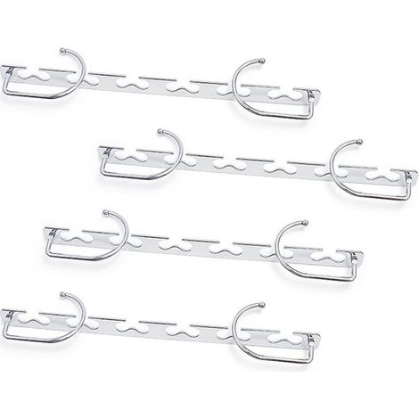 Ensemble de 4 cintres - Métal - Antidérapants - Crochets pivotants - Organiseur de penderie - Gain de place - 26 x 7,2 cm - Argenté (1/5)