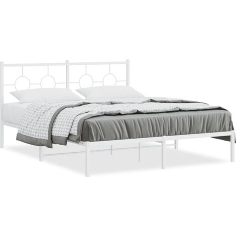 Maison Exclusive - Cadre de lit métal sans matelas et tête de lit blanc 160x200 cm (1/5)