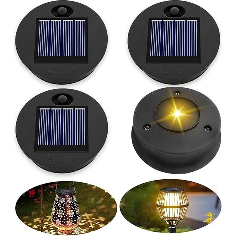 Akynite Lampe Solaire de Rechange pour Lantern 7cm, Blanc Chaud, IP44, 4pcs, 7cm - 4pcs, Moderne, LED, Remplacement de Couvercles Solaires, Lot de 4 (1/5)