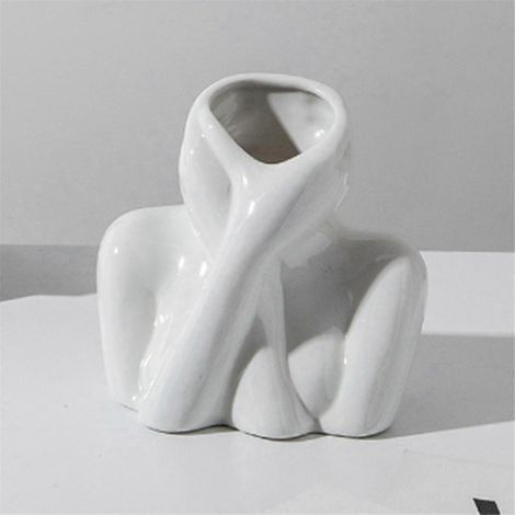 Vase à fleurs de style nordique, demi-visage de femme, pot de fleurs, vase B-- (1/5)