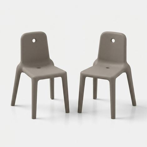 Set 2 sedie design indoor outdoor in polietilene Mellow - Beige