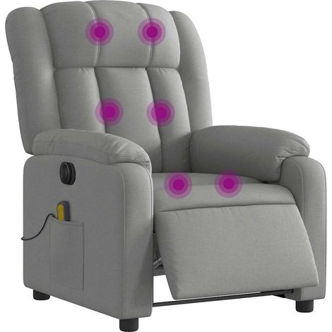 vidaXL Fauteuil de massage inclinable électrique gris clair tissu