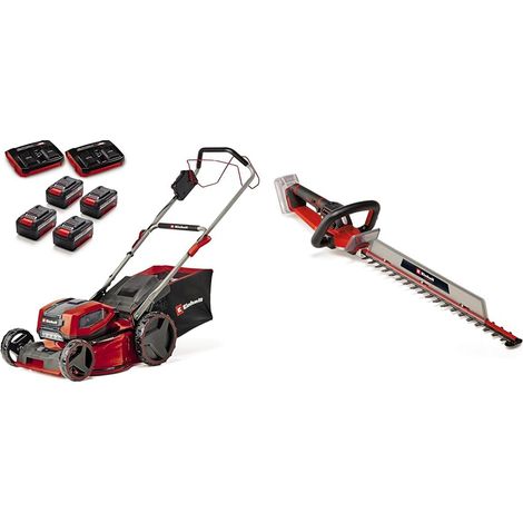 Tondeuse à Gazon sans Fil GP-CM 36/47S Li BL (4x4,0Ah) (36V, Coupe 47cm, 65L) 4 Batteries 4,0Ah et 2 Chargeurs Doubles + Taille-Haies sans Fil GP-CH 18/61 Li BL
