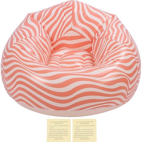 Fauteuil gonflable en PVC à motif ondulé, design ergonomique minimaliste, pouf gonflable rose (1/5)