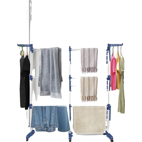 Asciugatrice, larghezza estensibile, resistente acciaio inossidabile, blu e bianco, XXL-d (1/2)