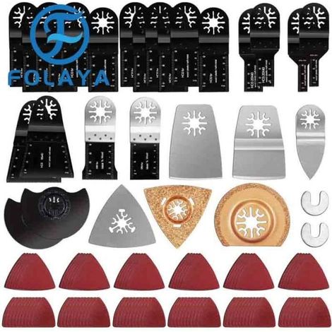 FOLAYA 120 Pièce lame scie oscillante,Accessoires d'Outil Multifonction Oscillant pour Bois, Plastique et Métal,Saw Blades (1/4)