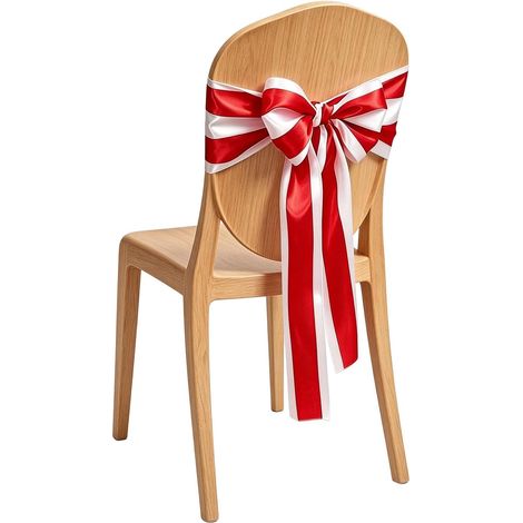 Nœuds De Chaise De Noël pour Dossier Liens Et Lavables Thème Noël Décoration Nœud Rouge Pour Maison, Mariage, Banquet, Shower, Anniversaire, Fête, Soirée, Restaurant, (1/5)