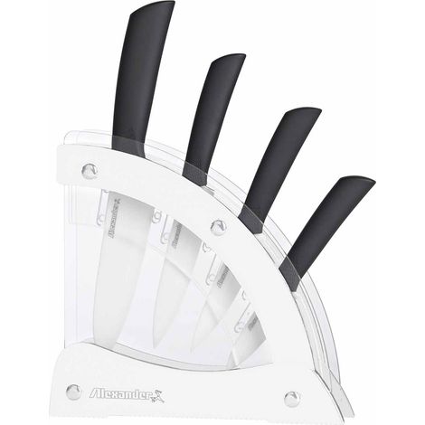 Ceppo con 4 Coltelli in Ceramica Alexander Vela Bianco (1/2)