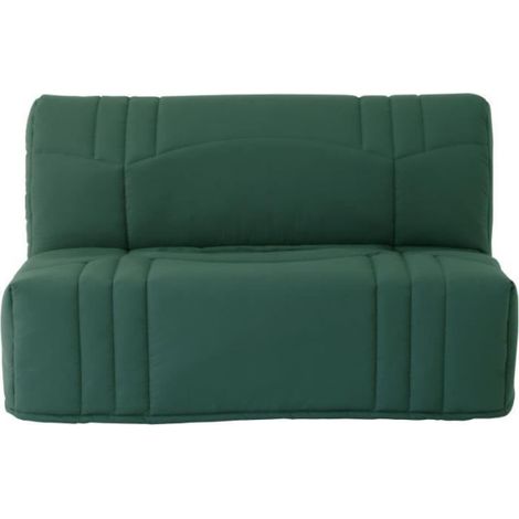 Banquette BZ DREAM - Tissu 100% Coton vert foret - Couchage 140x190 cm - Confort moelleux (1/4)