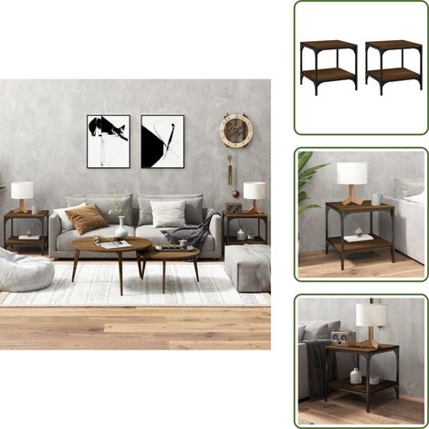 Tables d'appoint 2 pcs Chêne marron 40x40x40 cm Bois ingénierie - Table Basse - Meuble Industriel - Table D'appoint - Décoration Intérieure - Salon (1/5)