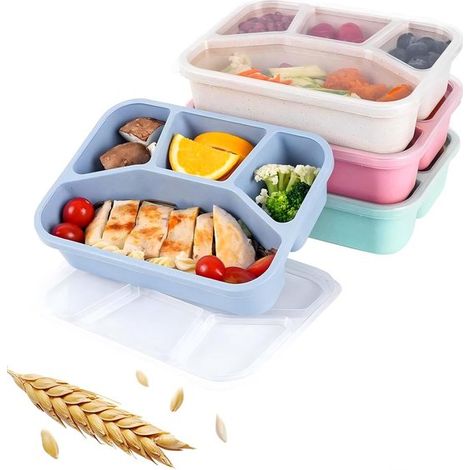 Fiambreras, 4 piezas, 21165.5 cm, Caja para meriendas, Fiambrera para picnic, Reutilizable, Apilable, Caja bento, Contenedor de alimentos (1/5)