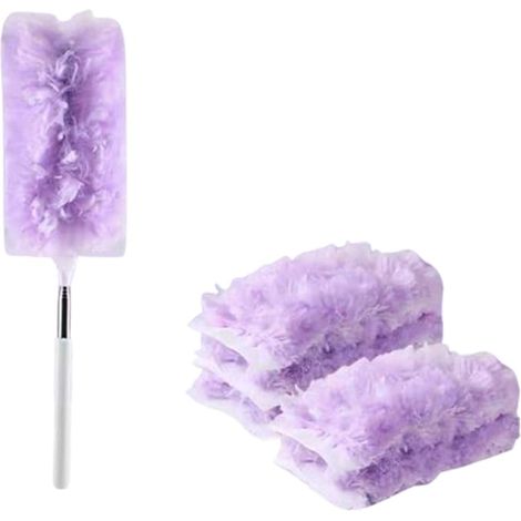 6 Pcs Magnet Dust Duster with 1 Telescopic Handle Retractable Duster 360 Degree Dust Set for Cleaning Pet Hair Dust Furniture (1 White+6 Purple) (1/5)