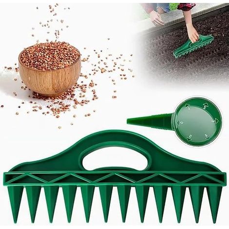 Hand Erdblocker Set Handsämaschine Bodenbelüfter 12 Loch Handsämaschine Für kleine Sämaschinen und Dünger Kombiniertes Garten Erdbohrer und Dünge (1/5)