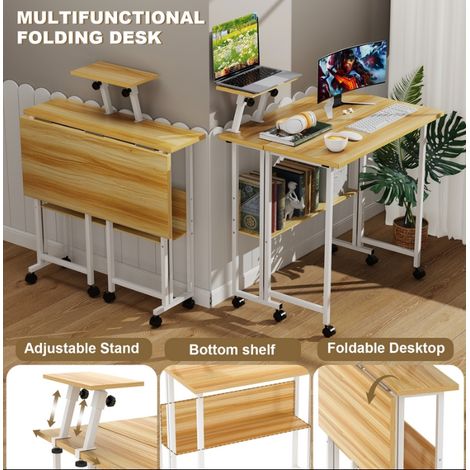 Sifree – Bureau d'angle pliable 80x60cm – Hauteur 75cm – Plateau en panneaux de particules – Tubes en acier pour espaces réduits (1/5)