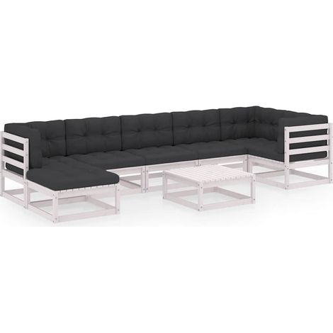 Maison Exclusive - Set Salotto Giardino 8 pz Cuscini Antracite Legno Massello Pino (1/5)