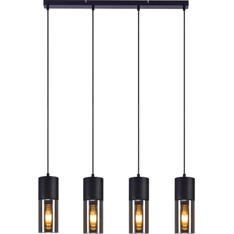 ZMH Lampe suspendue Noir Lampe suspendue table à manger - Suspension E27 Cuisine Verre Noir Métal Lampe à suspendre 4 flammes Industrie Moderne pour table à manger Salon Chambre à coucher (1/5)
