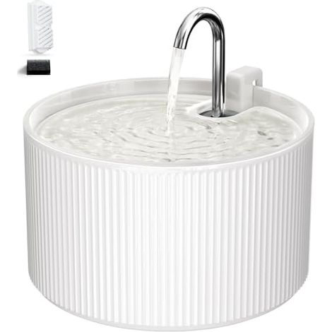 Voluas Fontaine à Eau Chat en céramique 2,2L – Fontaine à Boire pour Chat, Distributeur d’Eau pour Chat d’intérieur, Pompe Ultra-silencieuse, Filtre de Rechange (1/5)