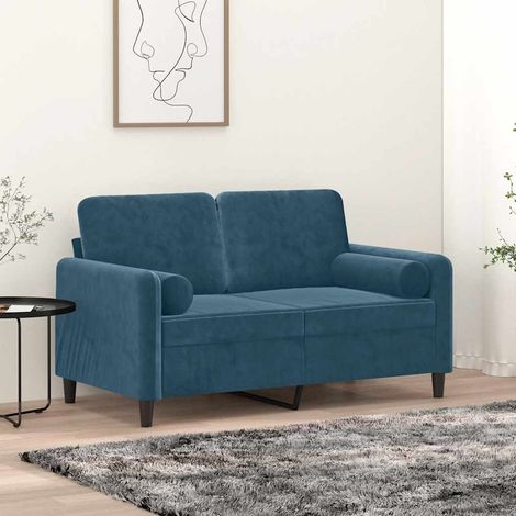 Coussins décoratifs lot de 2 Bleu Ø15x50 cm Velours (1/5)