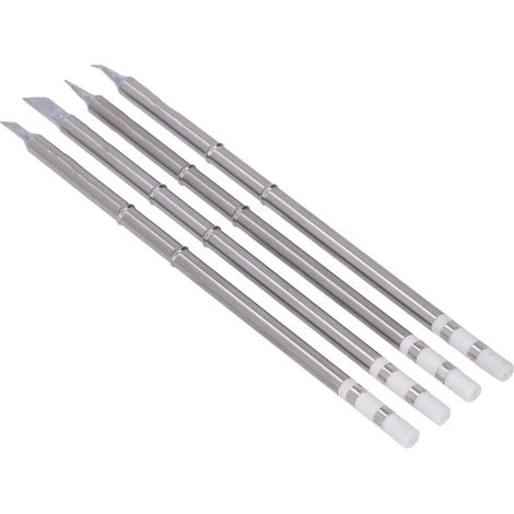Set mit 4 Lötspitzen aus Edelstahl: abgewinkelte, große und kleine messerförmige Spitzen für elektrische Lötkolben (1/5)