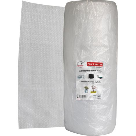 Jardibric – Film à bulles 1m x 50m – Polyéthylène résistant – Bulles de 10mm pour protection optimale – Idéal pour déménagement et stockage (1/2)