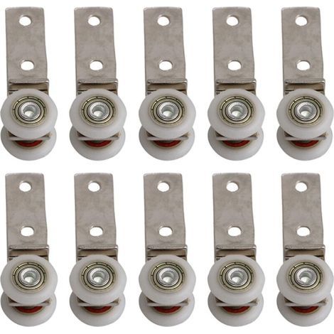 Coude de conduit en métal 6,5 x 1,9 cm – Bloc de poulie avec 2 roulettes en plastique – Support jusqu'à 40 kg pour porte coulissante (1/5)