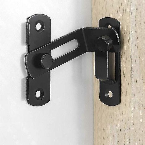 Verrou de porte à angle droit 90° avec boulons courbés, loquet coulissant robuste pour fenêtres et portes, finition noir mat, ensemble complet (1/5)