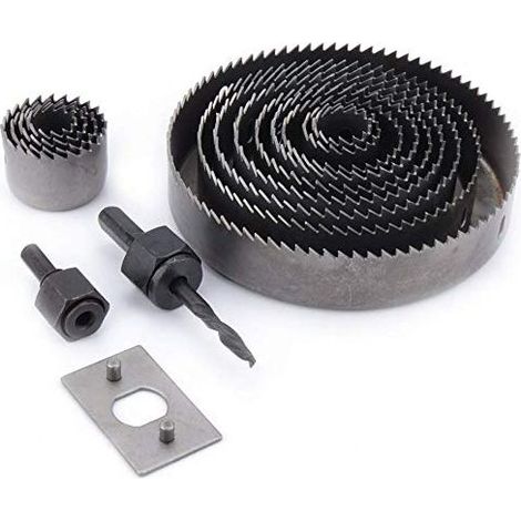 Scie Cloche Coffret,Scies Cloches 19127mm Kit Complet Dans un écrin Avec des Mandrins et des Dispositifs pour Bois Platre Plastique PVC Fabriqué en Acier Trempé de Haute Qualité A3(noir) GROOFOO (1/4)