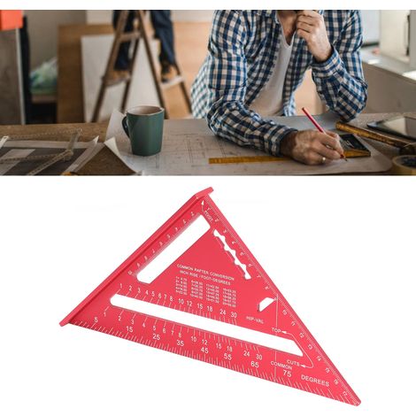 Triangle pour le travail du bois, peinture électrophorétique en alliage d'aluminium, échelle claire, carré de charpentier rouge (1/5)