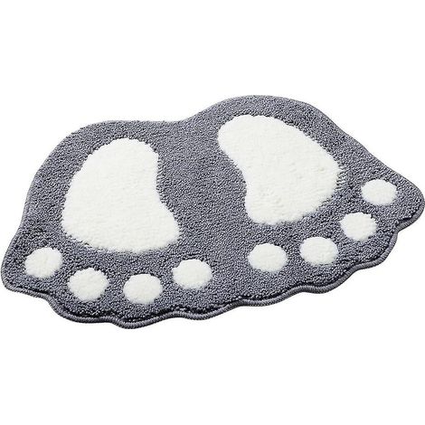 40 X 60 Cm Pieds Tapis Absorbant Antidrapant Pour Salle De Bain - Gris, Design Grand Pied, Polyester Absorbant, Forme Crative (1/5)