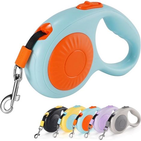 Correa retráctil de nailon 3M de 360° sin nudos – Manejo con una sola mano – Para gatos y perros pequeños y medianos de hasta 29,9 kg – Azul (1/4)